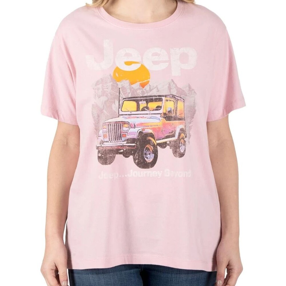 Pink Jeep Front Graphic Tee Shirt Sz X-Lg Relaxed Fit Cotton Jersey Gift NEW
